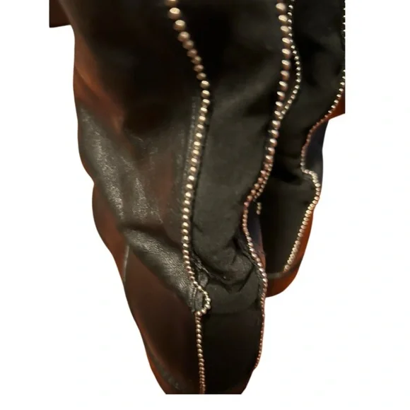 Stuart Weitzman Black Leather knee high boots with silver beads size 9 - Picture 8 of 11